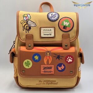 Loungefly Disney Pixar Up Patchwork Canvas Min Backpack New